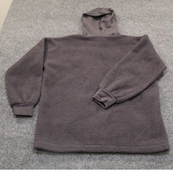 Madewell Gray Fuzzy Sherpa Hoodie Sweatshirt‎ Pullover Drawstring Size S - Picture 7 of 7